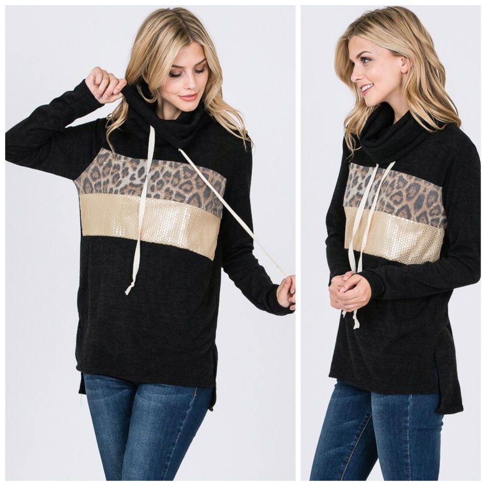 🛍LAST 1! So Cute! Leopard Sequin Hoodie! - Picture 3 of 7